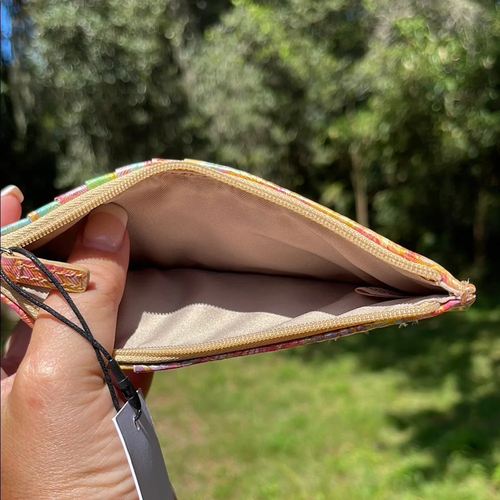 Brahmin Red and Pink Geometric Accents credit card holder - Picture 3 of 3